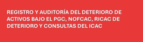 REGISTRO Y AUDITORÍA DEL DETERIORO DE ACTIVOS BAJO EL PGC, NOFCAC, RICAC DE DETERIORO Y CONSULTAS DEL ICAC